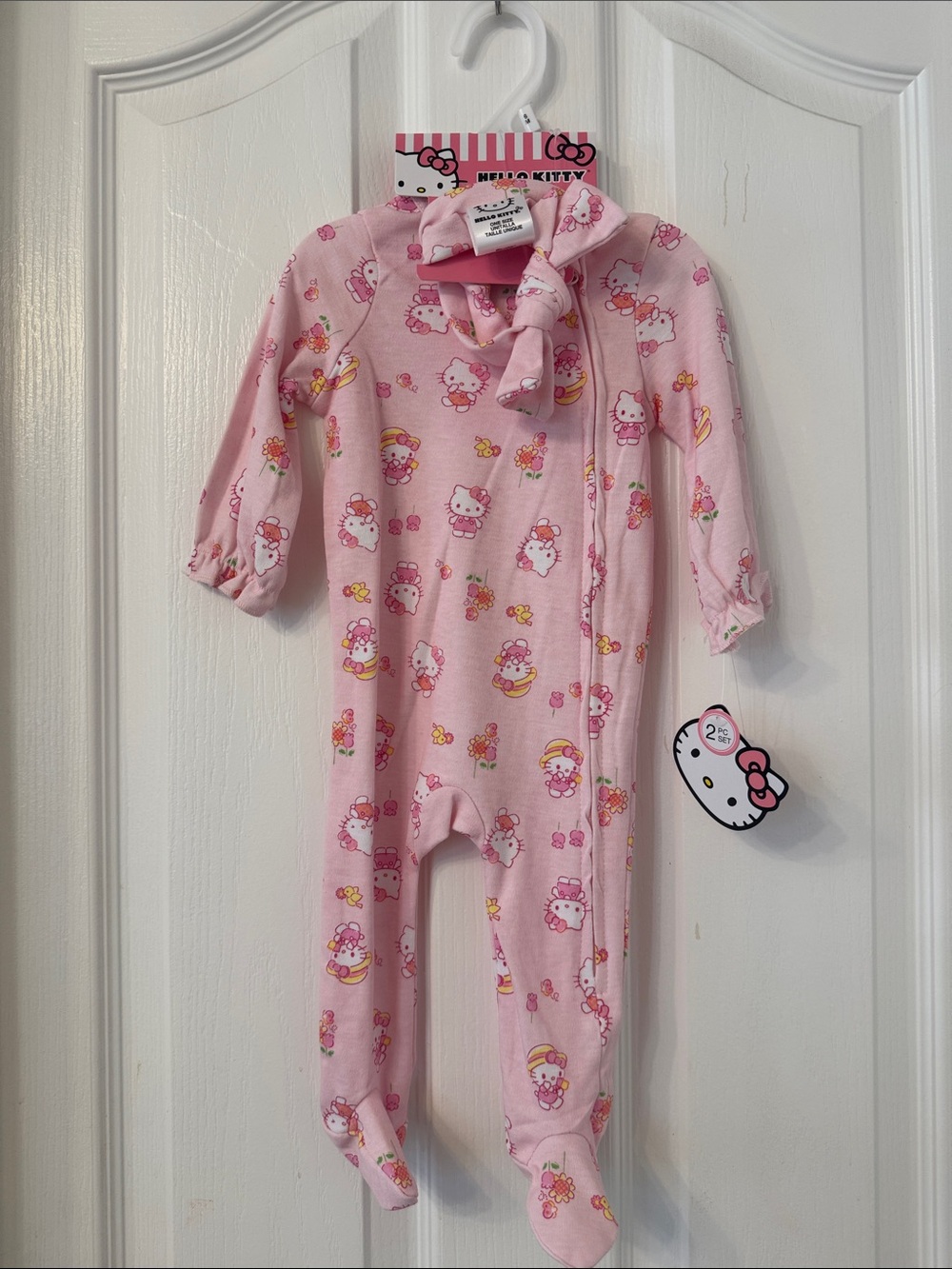 Hello Kitty Pink Printed Infant Footie Pajamas